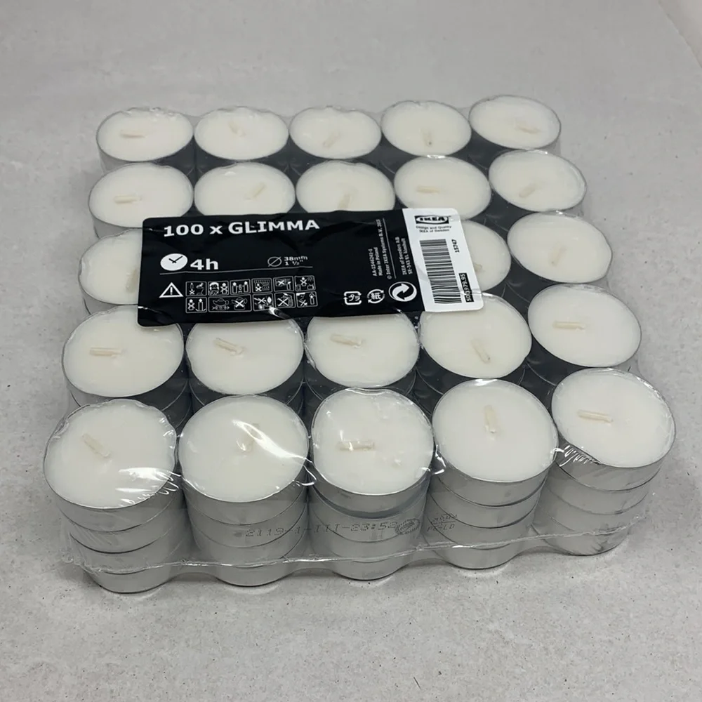 100 piece GLIMMA Unscented tealights 4hr Ikea Sweden